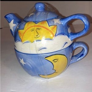 Natural wonders sun and moon yea pot & tea cup shiny glaze decoration drinkware